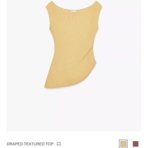 Zara Boat Neck Textured Drape Tank Top NWT